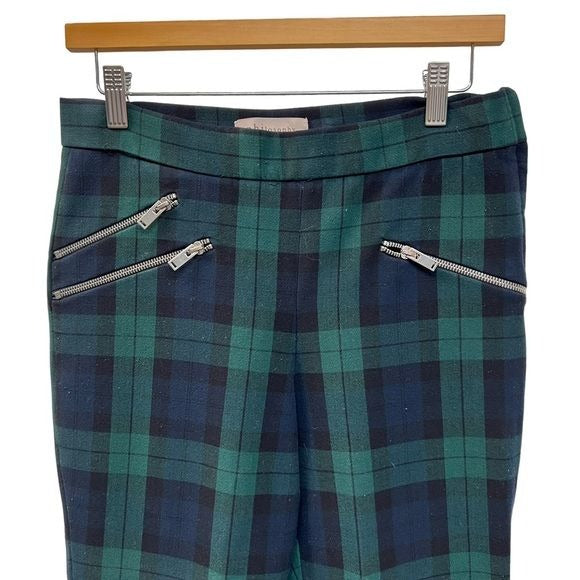 Philosophy Blue and Green Tartan Plaid Skinny Pants with Zipper Pocket
