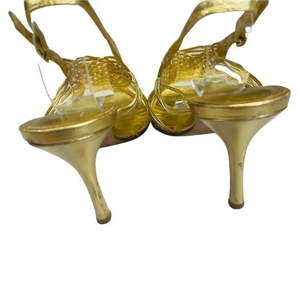 Aldo Gold Metallic Strappy Stiletto Heels