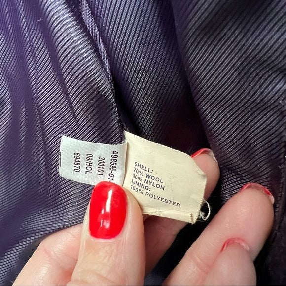 Gap Petites Purple Wool Winter Overcoat