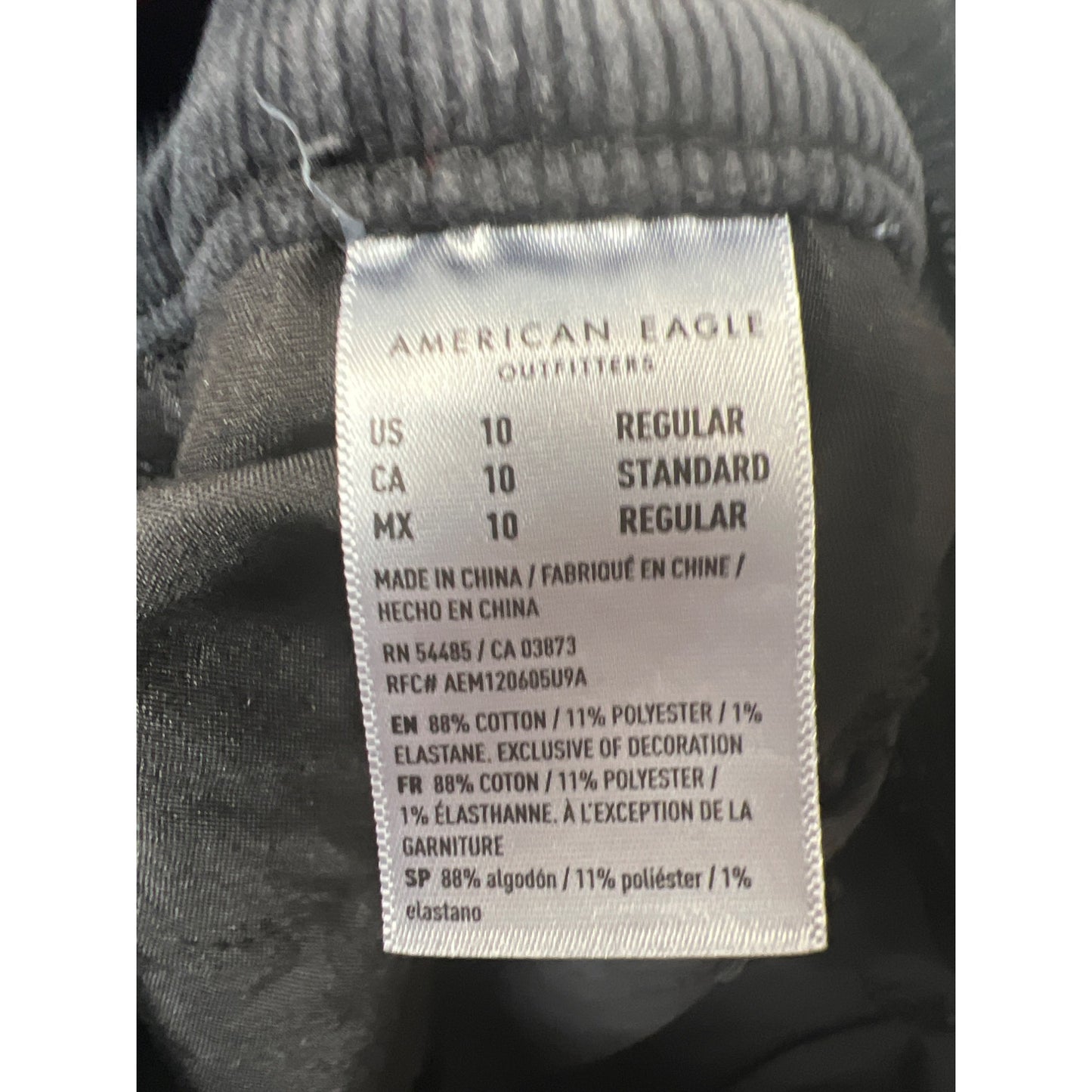 American Eagle Super Stretch Dark Gray Corduroys