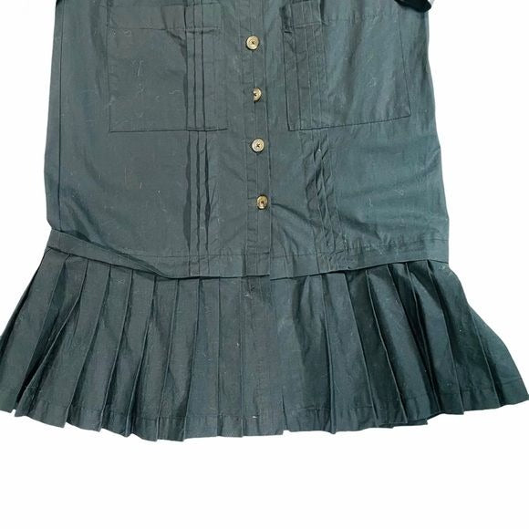 Thakoon for Target Black Pleated Drop Waist Shirt Dress
