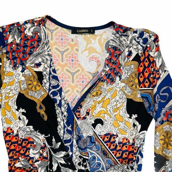 Cameo Multi Color Bodycon Wrap Dress