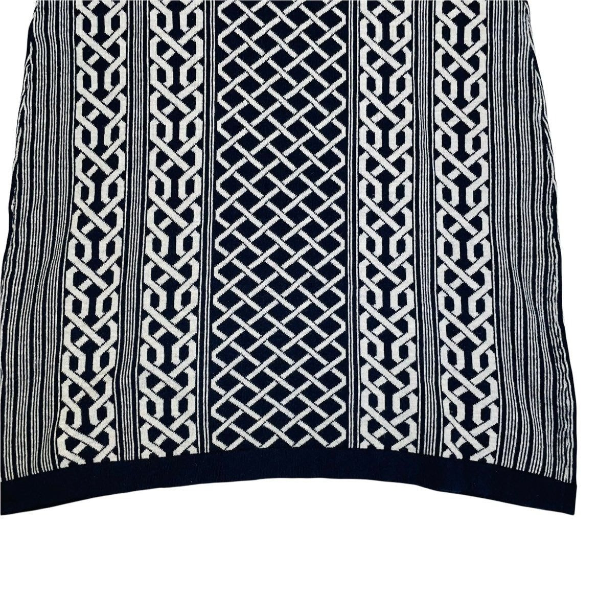 Tommy Hilfiger Navy and White Preppy Short Sleeved Sweater Dress