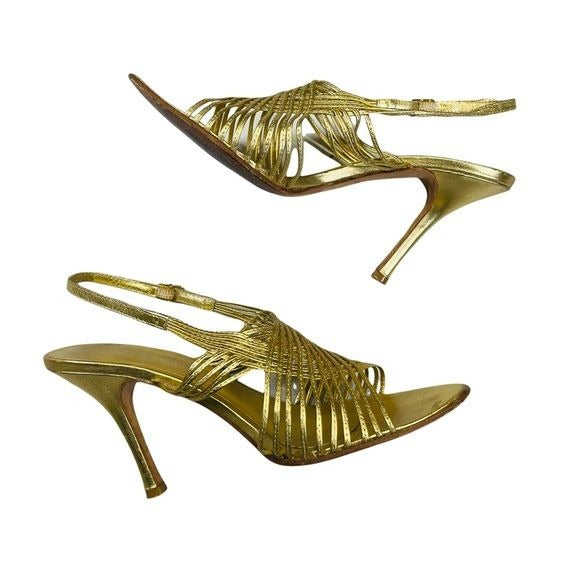 Aldo Gold Metallic Strappy Stiletto Heels