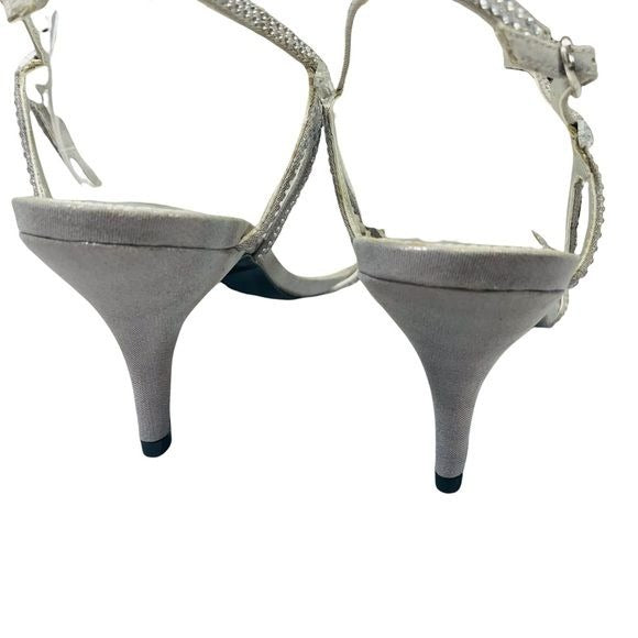 M by Marinelli Silver Crystal Kitten Heels