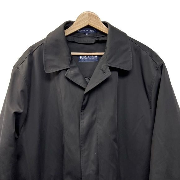 RALPH Ralph Lauren Black Trench Coat with Tartan Wool Liner