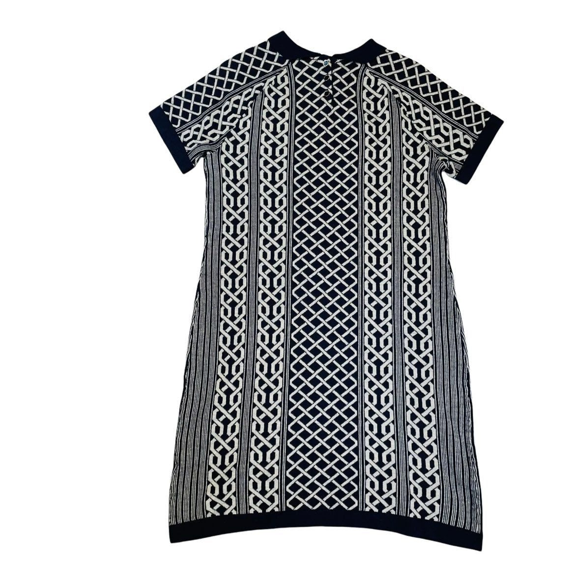 Tommy Hilfiger Navy and White Preppy Short Sleeved Sweater Dress