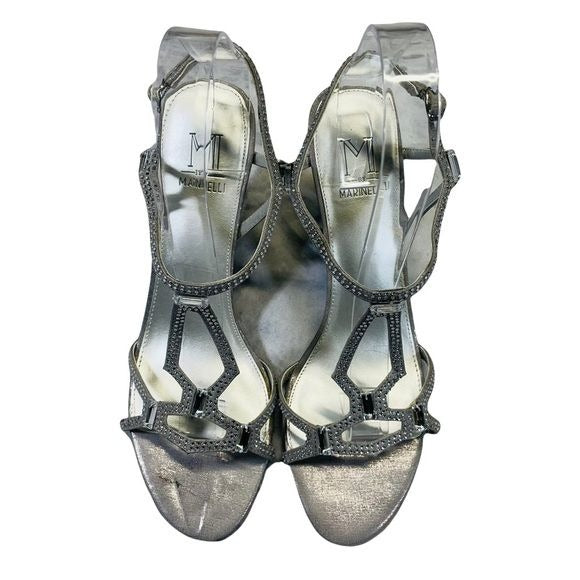 M by Marinelli Silver Crystal Kitten Heels
