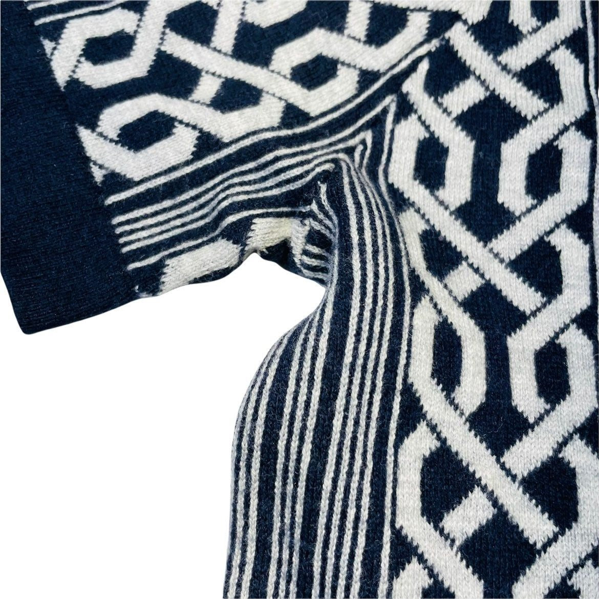 Tommy Hilfiger Navy and White Preppy Short Sleeved Sweater Dress