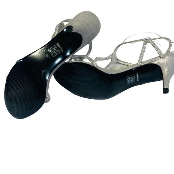 M by Marinelli Silver Crystal Kitten Heels