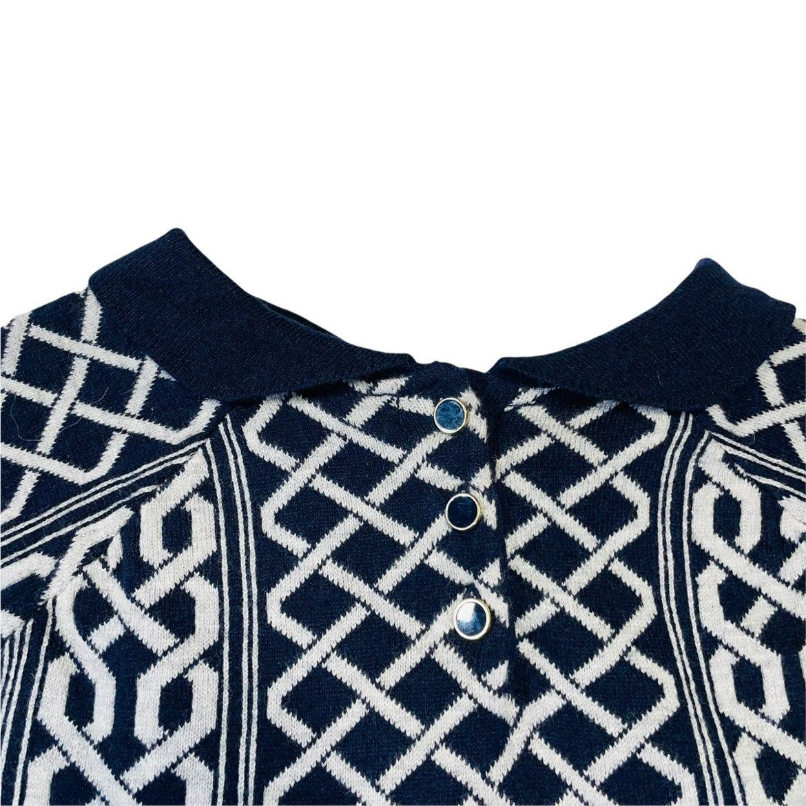 Tommy Hilfiger Navy and White Preppy Short Sleeved Sweater Dress