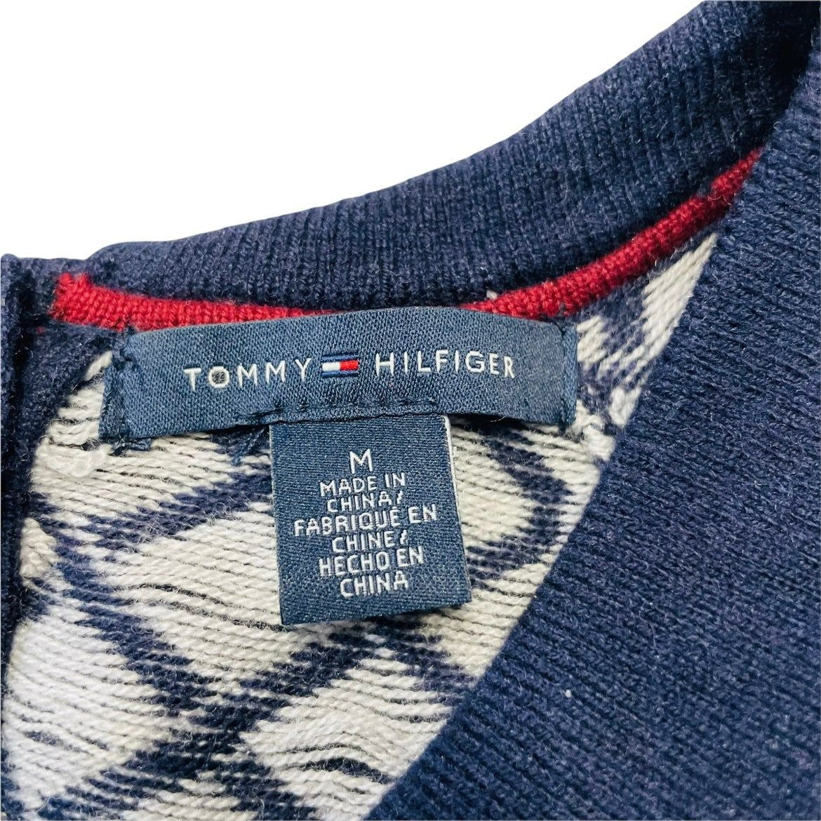 Tommy Hilfiger Navy and White Preppy Short Sleeved Sweater Dress