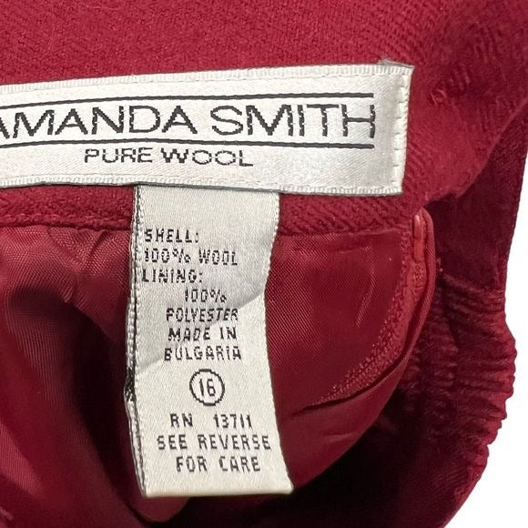 Amanda Smith Vintage Red Wool Pencil Skirt