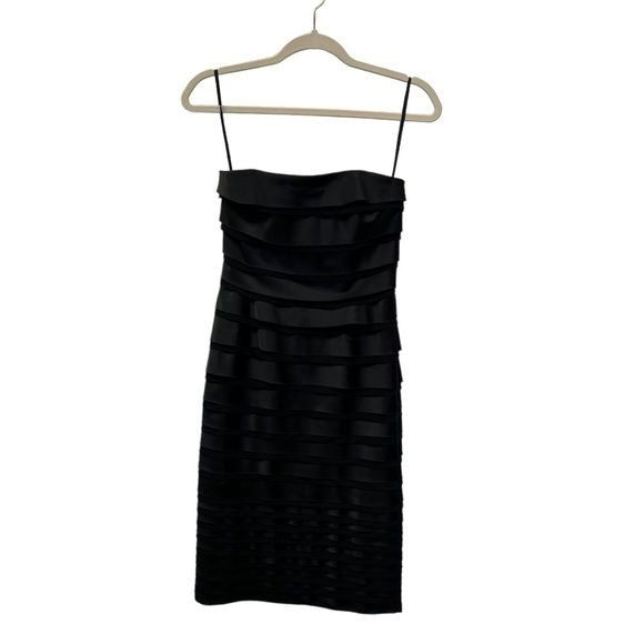 White House Black Market NWT Black Strapless Ribbon Cocktail Dress