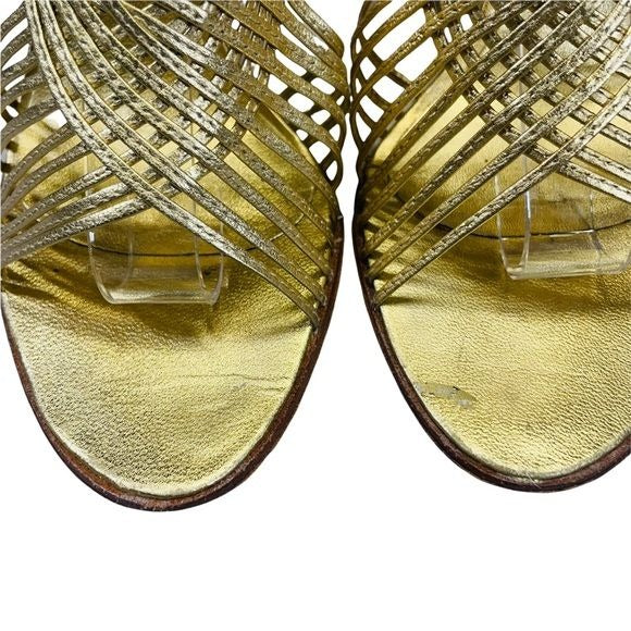 Aldo Gold Metallic Strappy Stiletto Heels