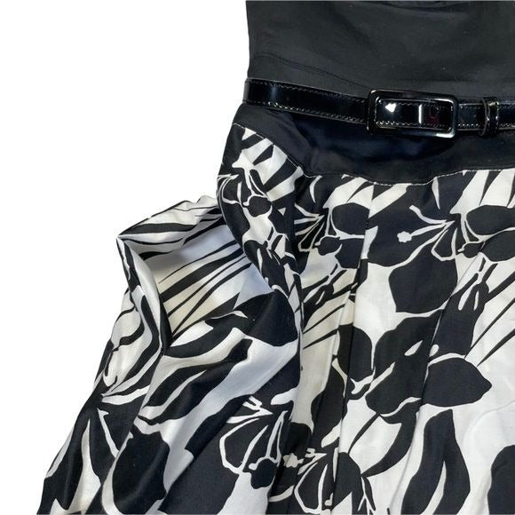 White House Black Market Strapless Floral Corset Dress with Full Skirt