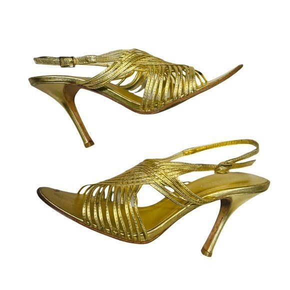 Aldo Gold Metallic Strappy Stiletto Heels