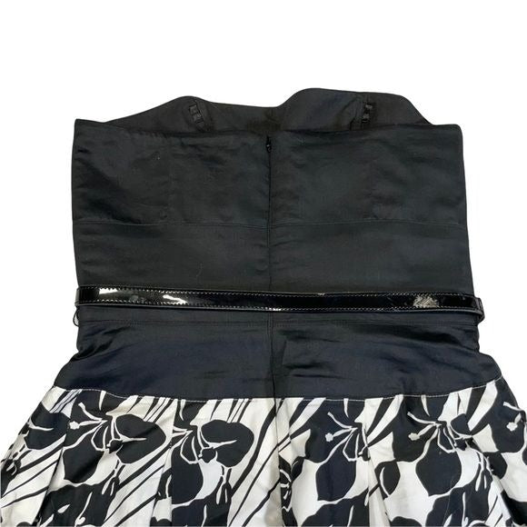 White House Black Market Strapless Floral Corset Dress with Full Skirt
