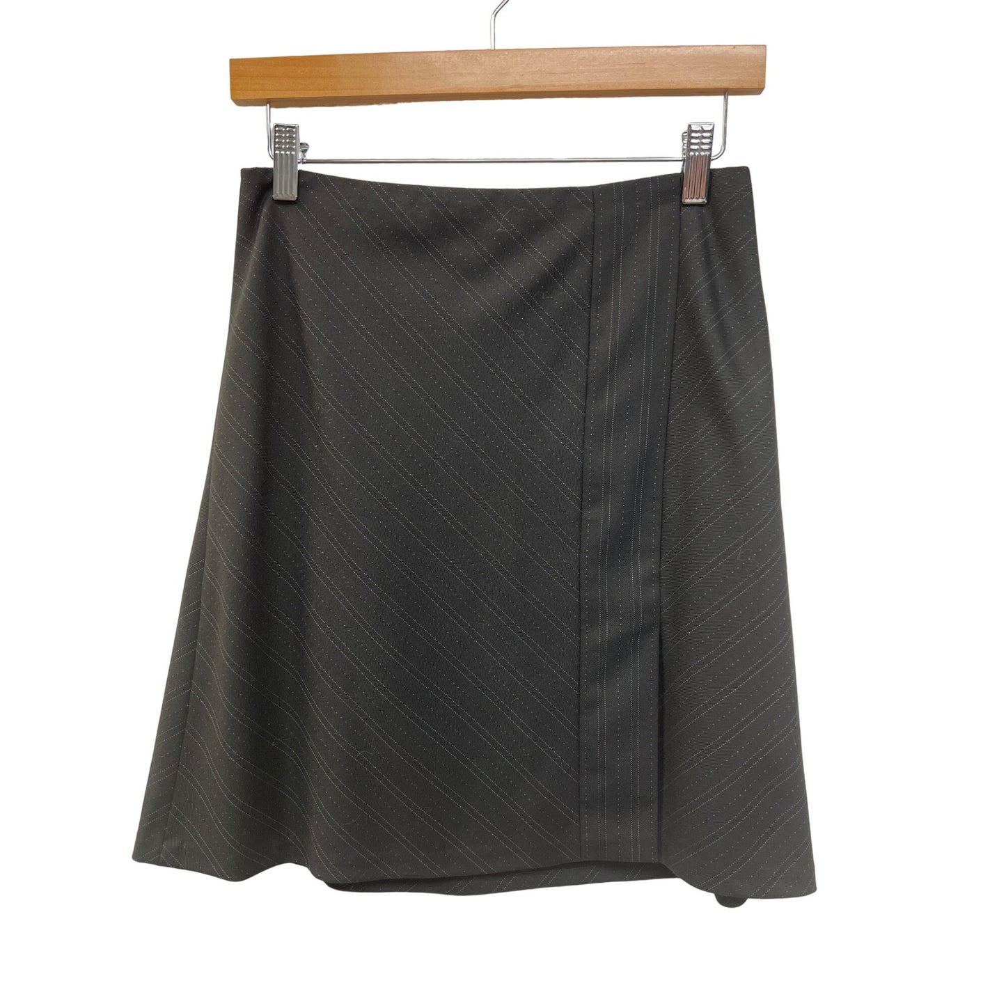 Loft Black Pinstripe Wool Blend A-Line Skirt