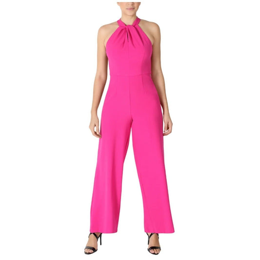 Julia Jordan NWT Knot Neck Neon Pink Halter Jumpsuit