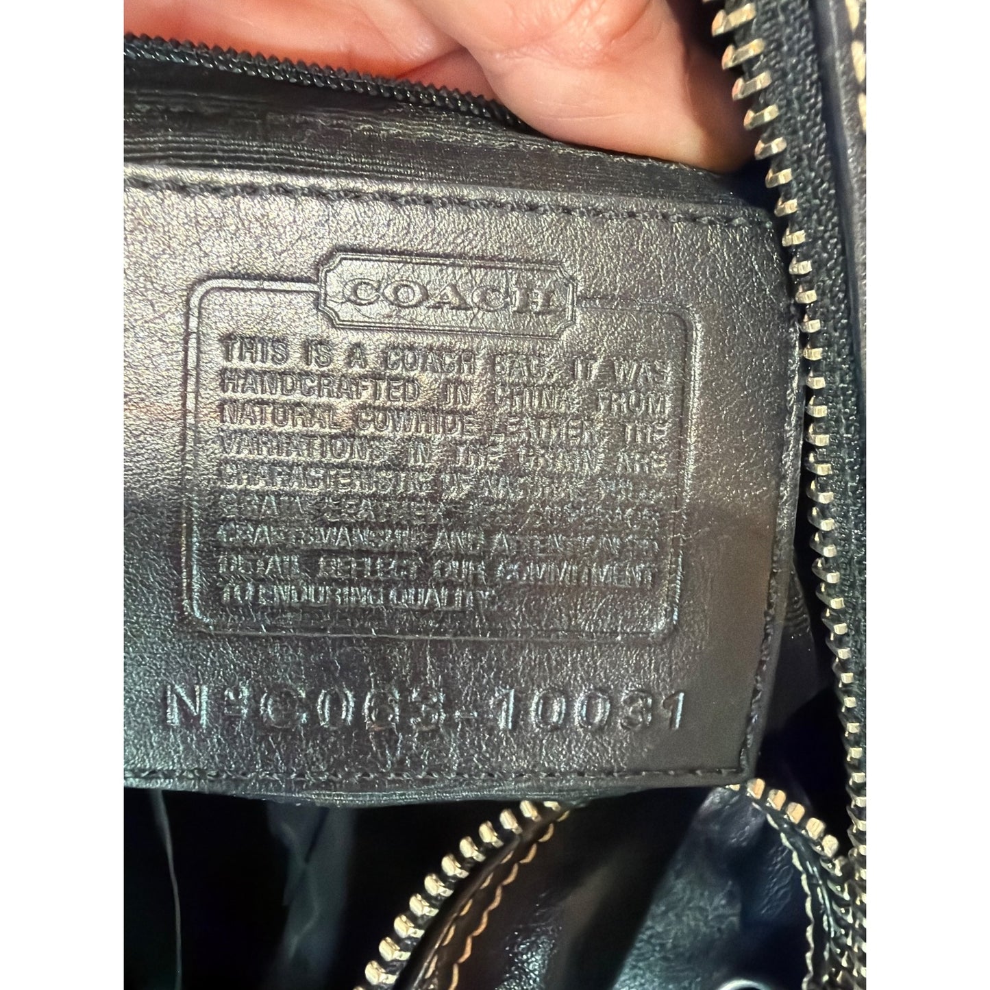 Coach Vintage Y2K Black Leather Soho Hobo Crescent Bag With White Contrast Stitch