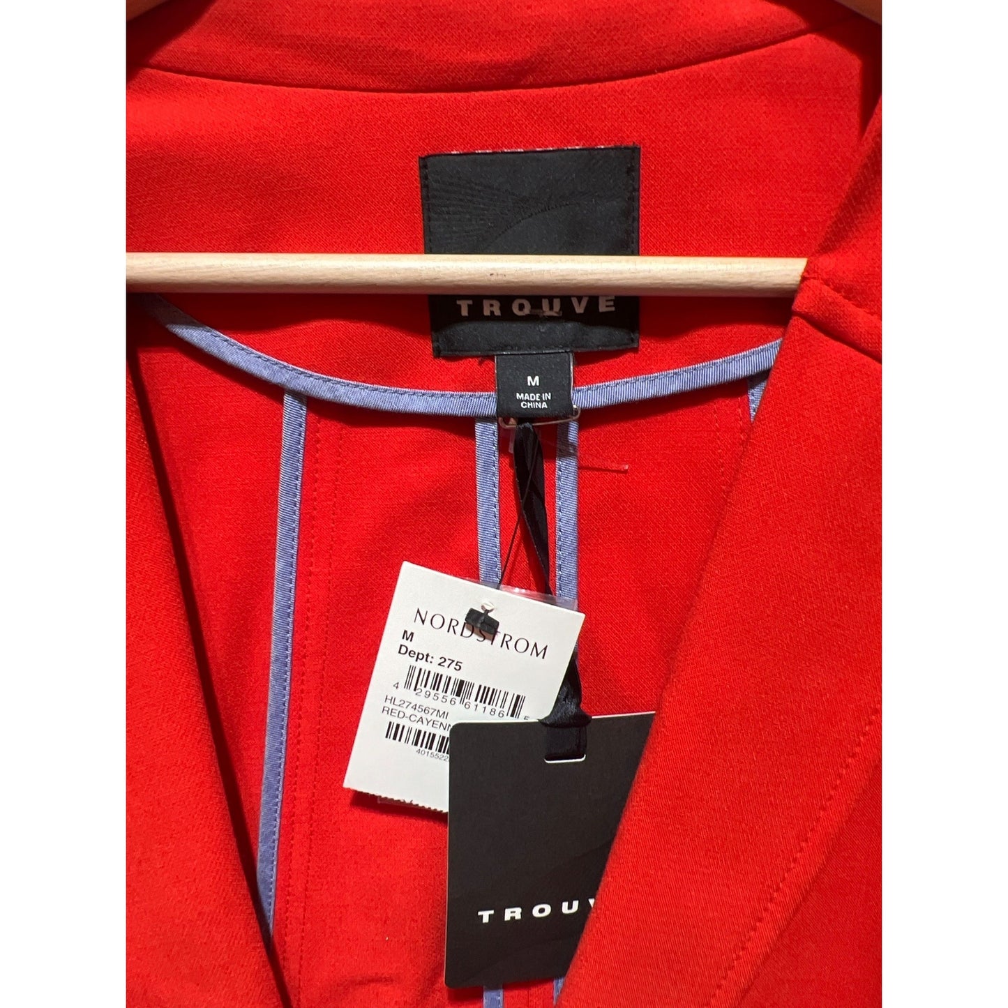 Trouvé Womens Red Cayenne Blazer Jacket With Zipper Pockets Size M Nordstrom NWT