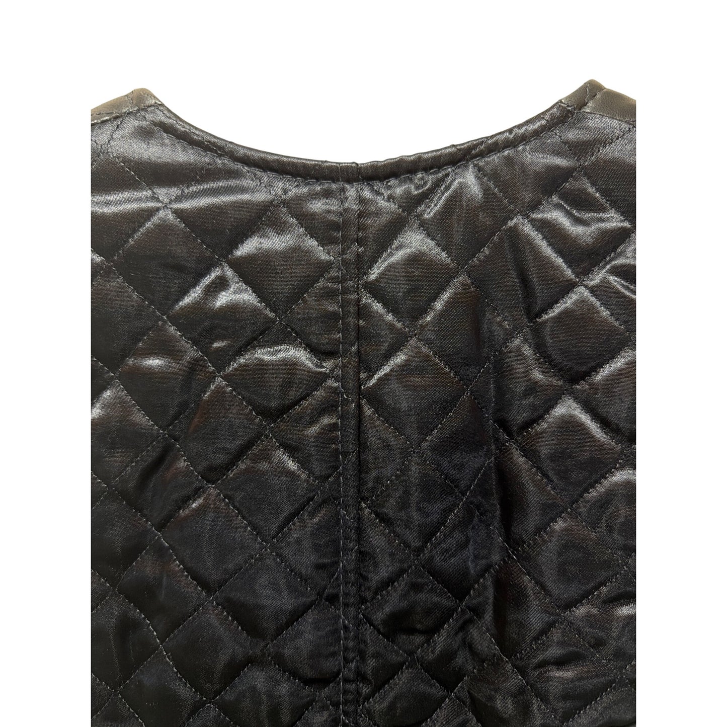 The Limited Vintage 90s Quilted Black Leather Zip-Up Vest With Front Pockets Size Small