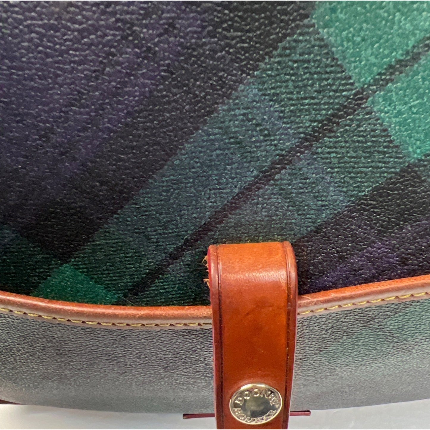 Dooney & Bourke Blue & Green Tartan Plaid Saddle Shoulder Bag