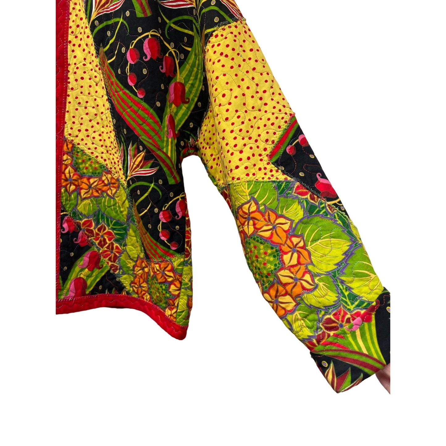 Pat Reynolds Design Handmade Floral Patchwork Quilted Jacket