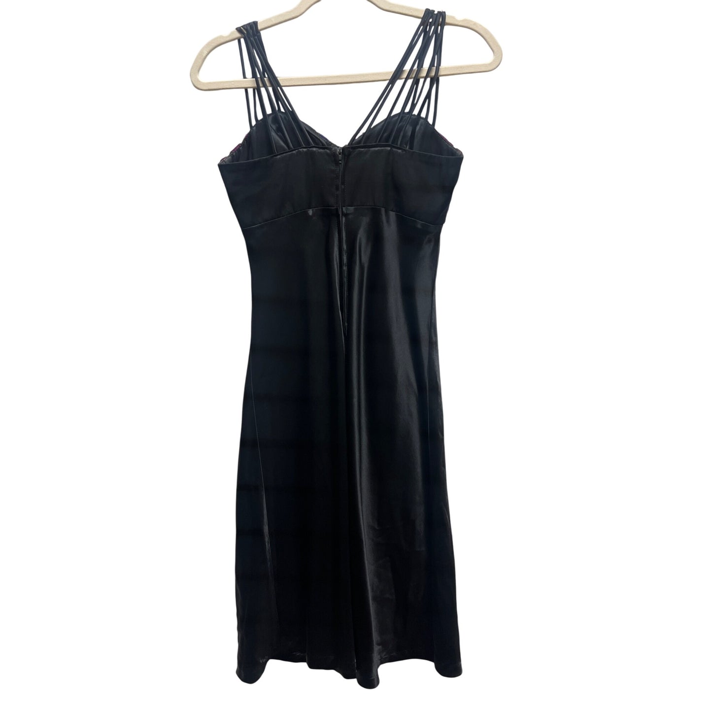 All That Jazz Vintage Y2K Whimsy Goth Black Satin & Velvet Burnout Slip Dress