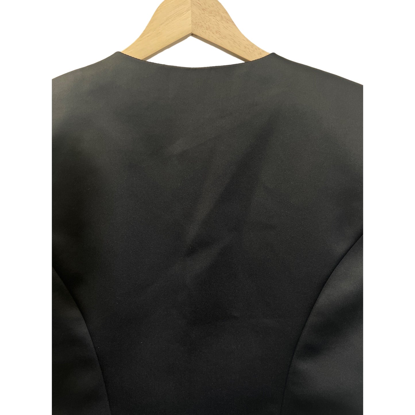 J.R. Nites Vintage Black Satin Caliendo Blazer with Rhinestone Detail