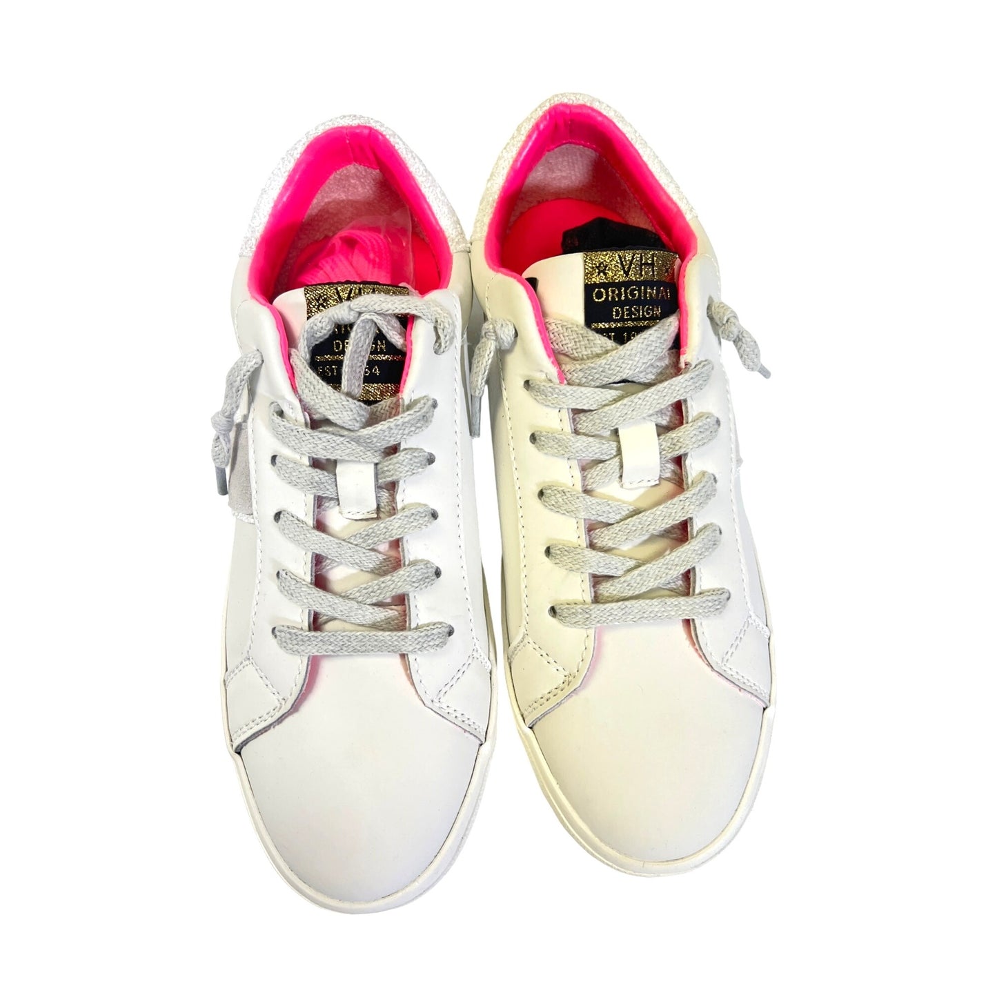 Vintage Havana NIB Irma White and Gray Leather Sparkle Sneakers