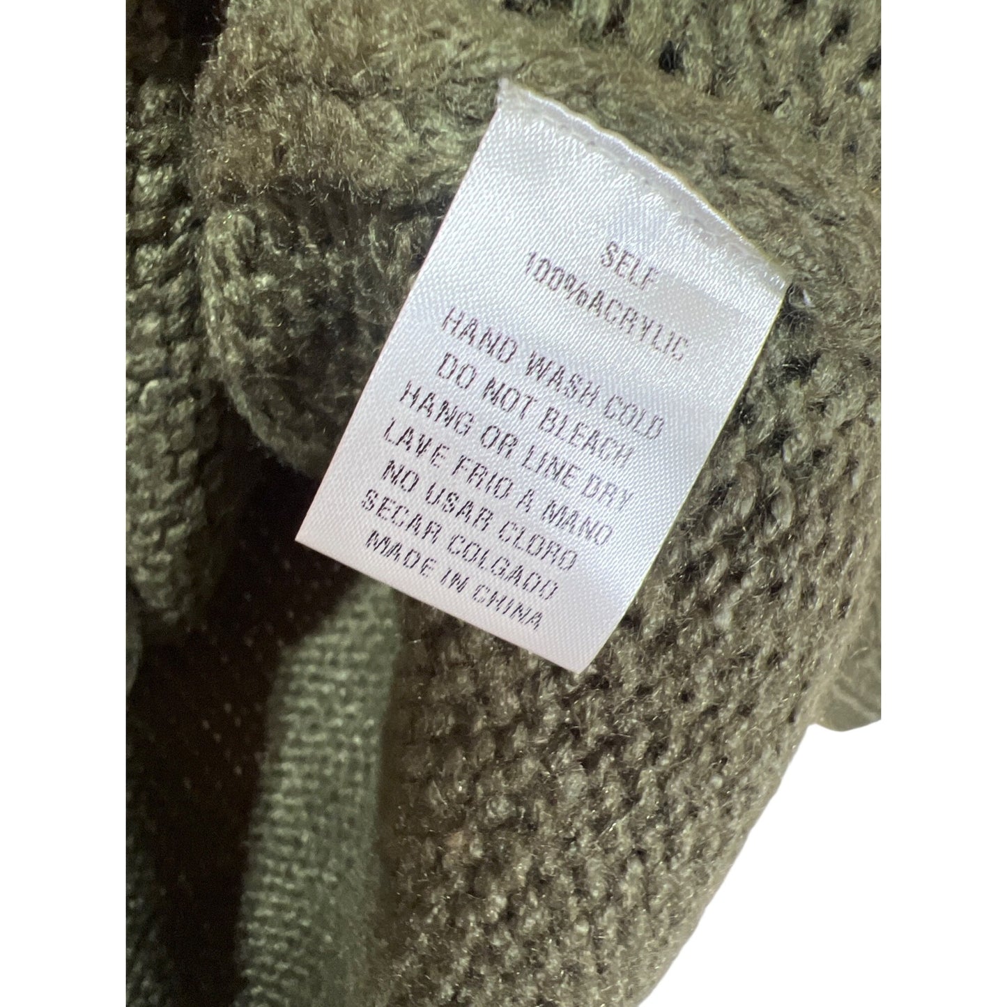 Easel Womens Green Cable Knit Sweater Size Small 100% Acrylic Cozy Pullover With Braided Neckline & Sleeves