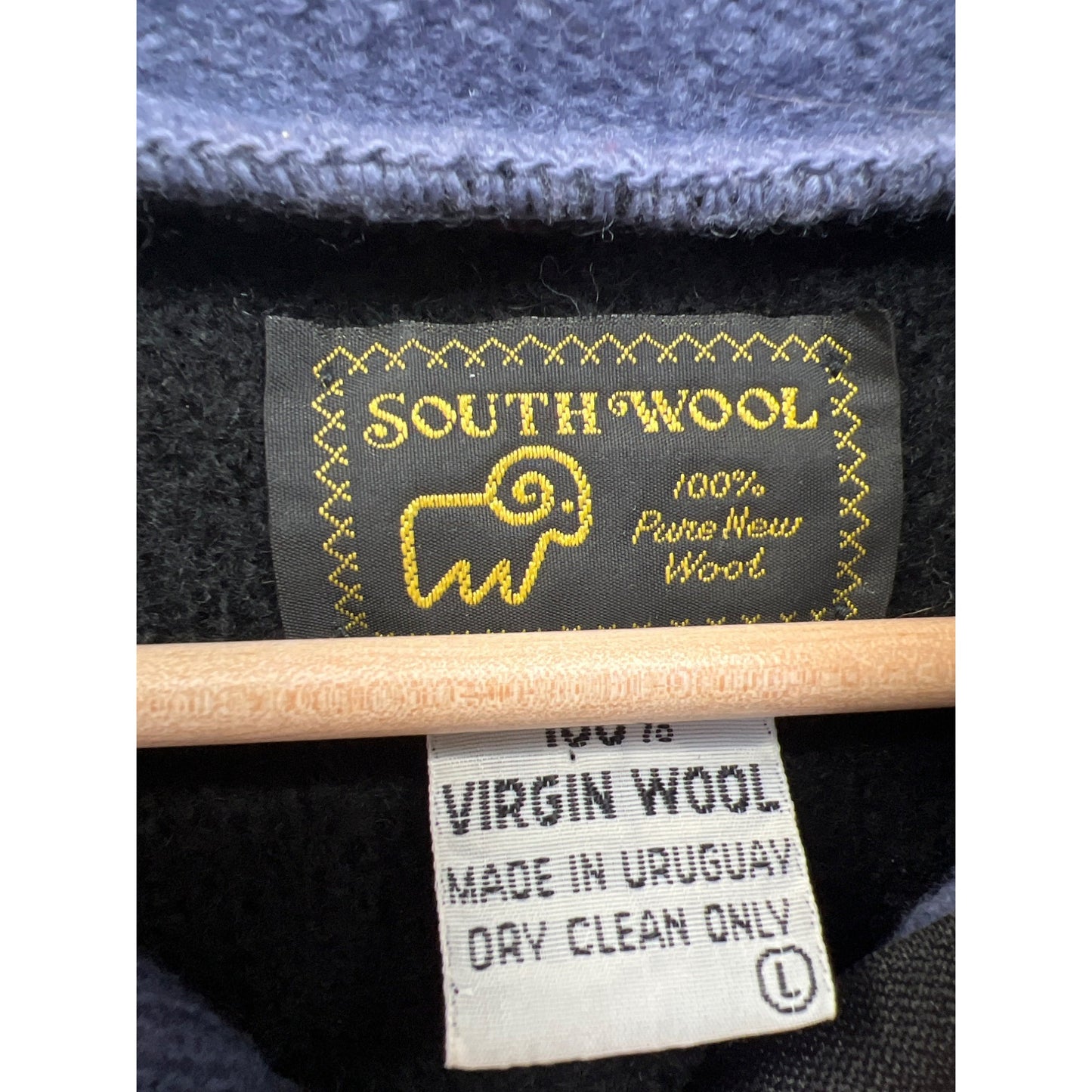 South Wool Vintage Black & Purple Virgin Wool Full Zip Cardigan Coat