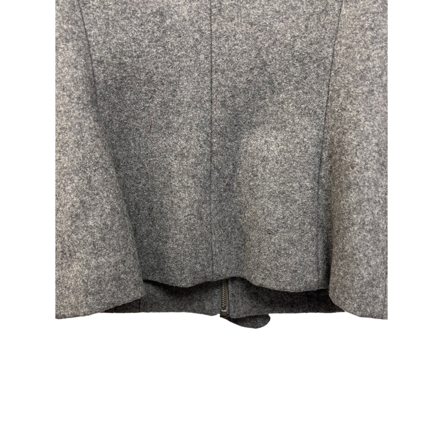 Sisley Gray Wool Blend Full Zip Short Tailored Jacket with Ruffles