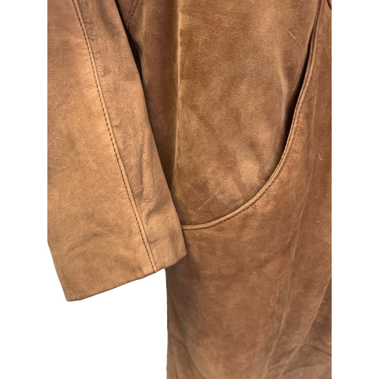 Adventure Bound Vintage 80's Brown Leather Trench Duster Coat