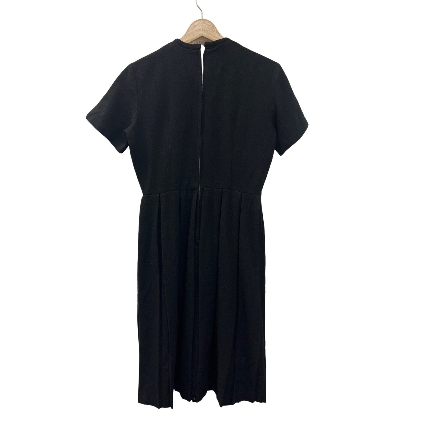 Vintage 50's Black Wool A Line Pleated Dress