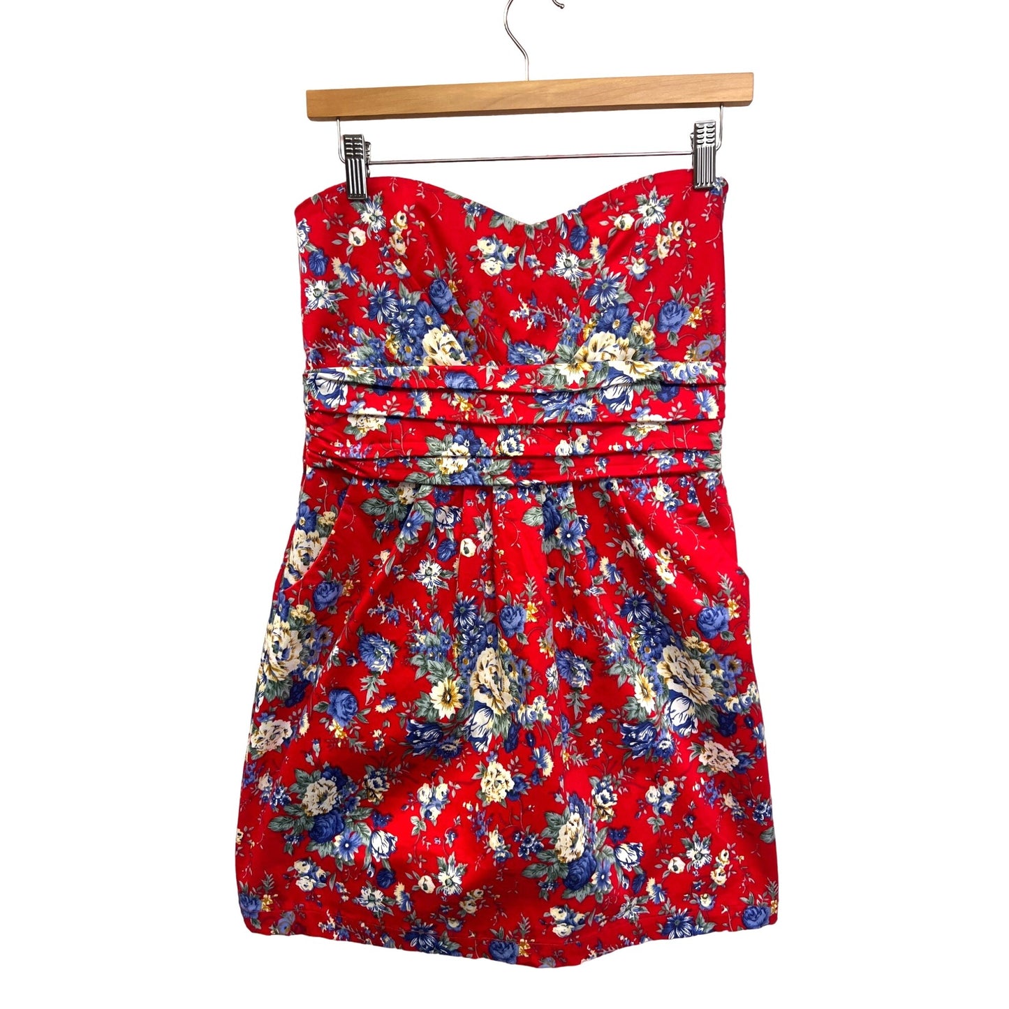 Gianni Bini Red Floral Strapless Bodycon Dress