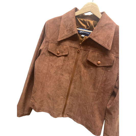 Express Bleus Vintage 90's Mauve Brown Suede Trucker's Jacket