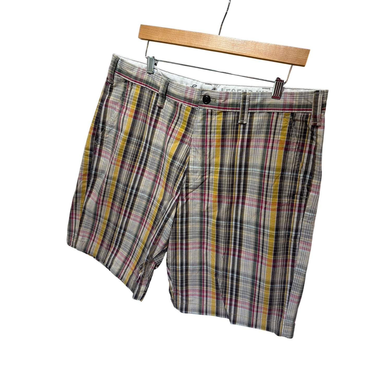 Eddie Bauer NWT Brown Plaid Legend Wash Chino Board Shorts Size 36