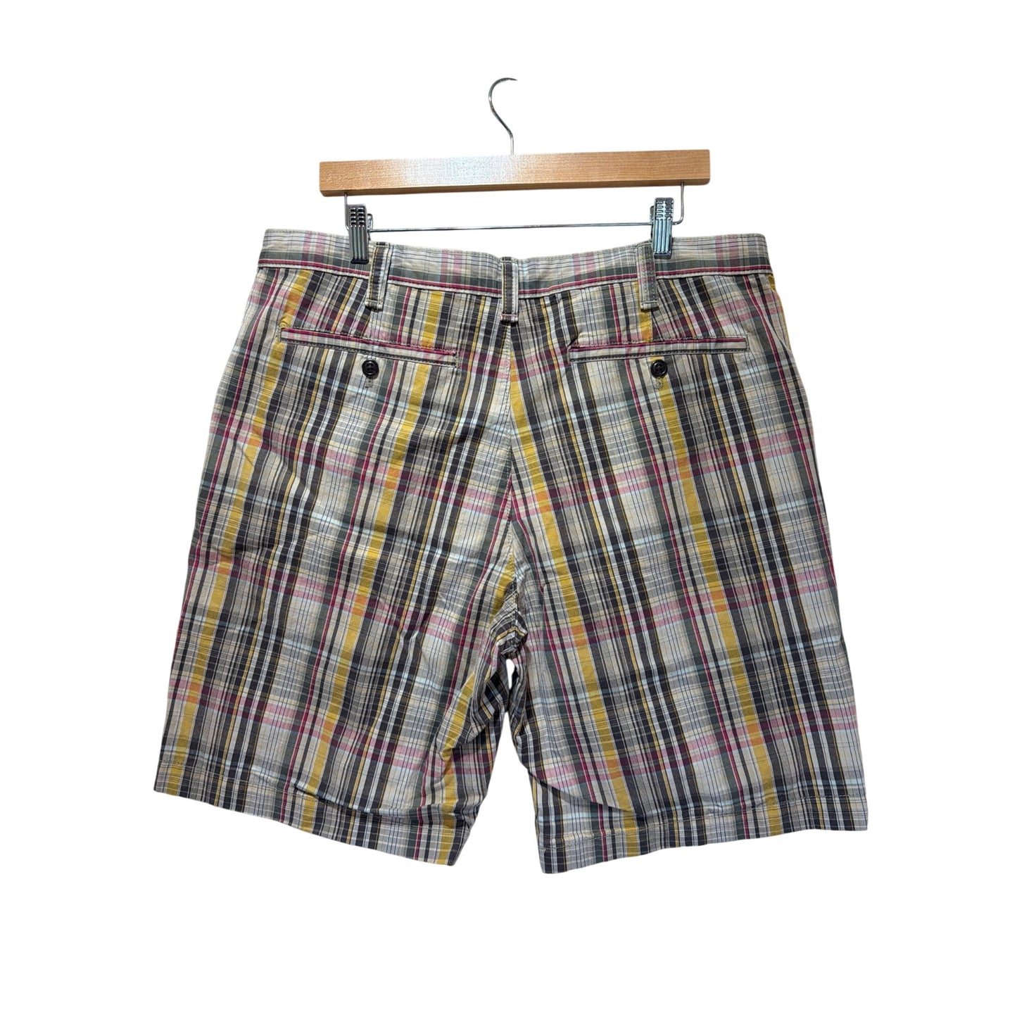Eddie Bauer NWT Brown Plaid Legend Wash Chino Board Shorts Size 36