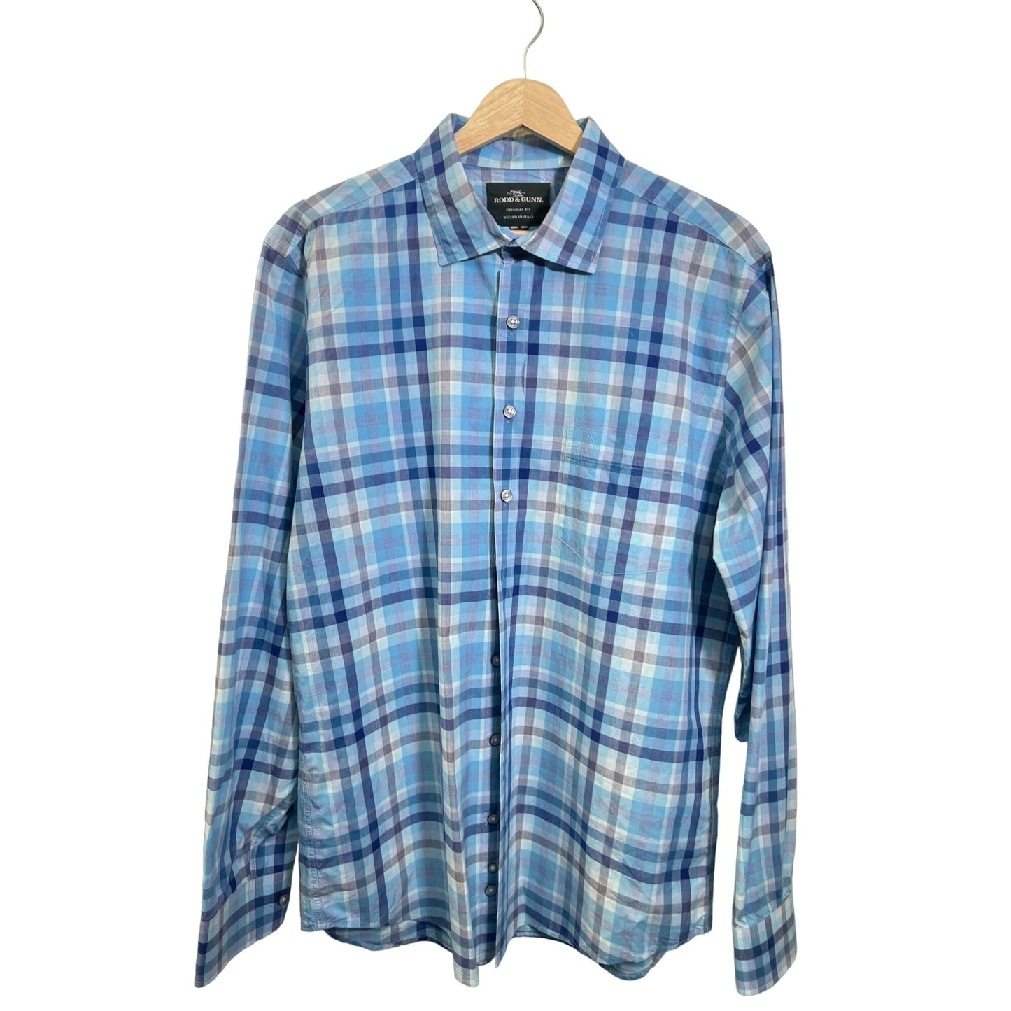 Rodd & Gunn Original FIt Blue Plaid Cotton Button Down Shirt