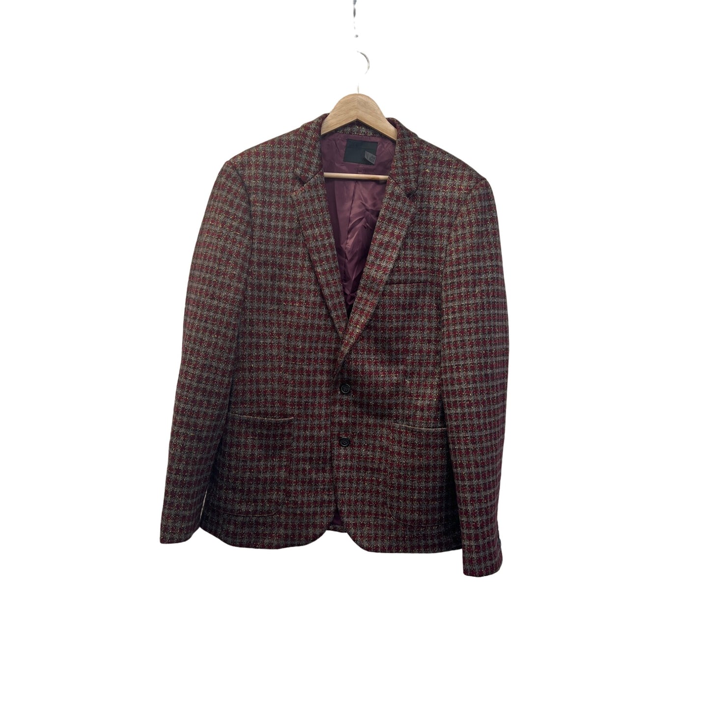 Asos NWOT Burgandy Red Brown and Gold 2 Button Blazer