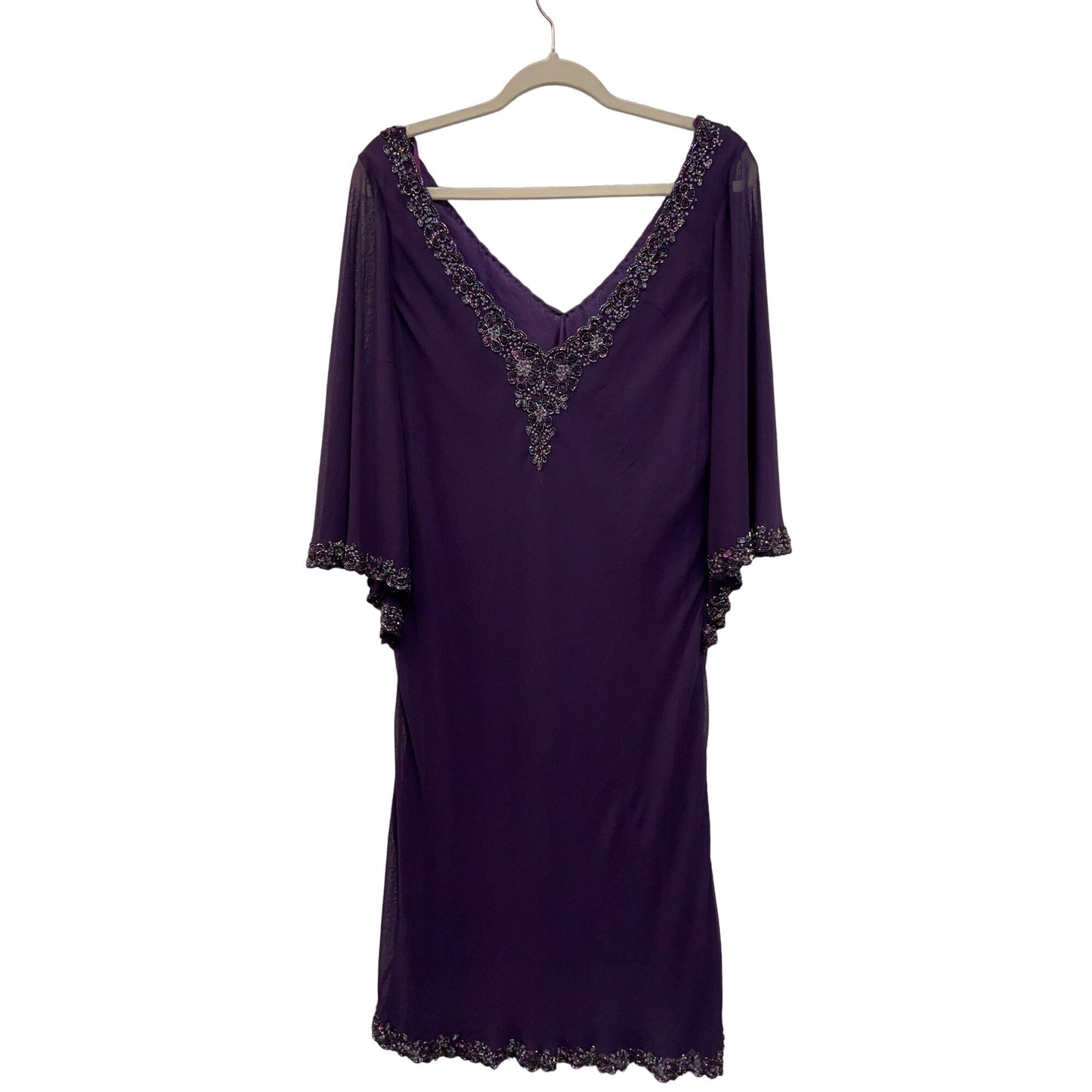 JKara Purple Chiffon and Sequin Embellished Special Occasion Gown