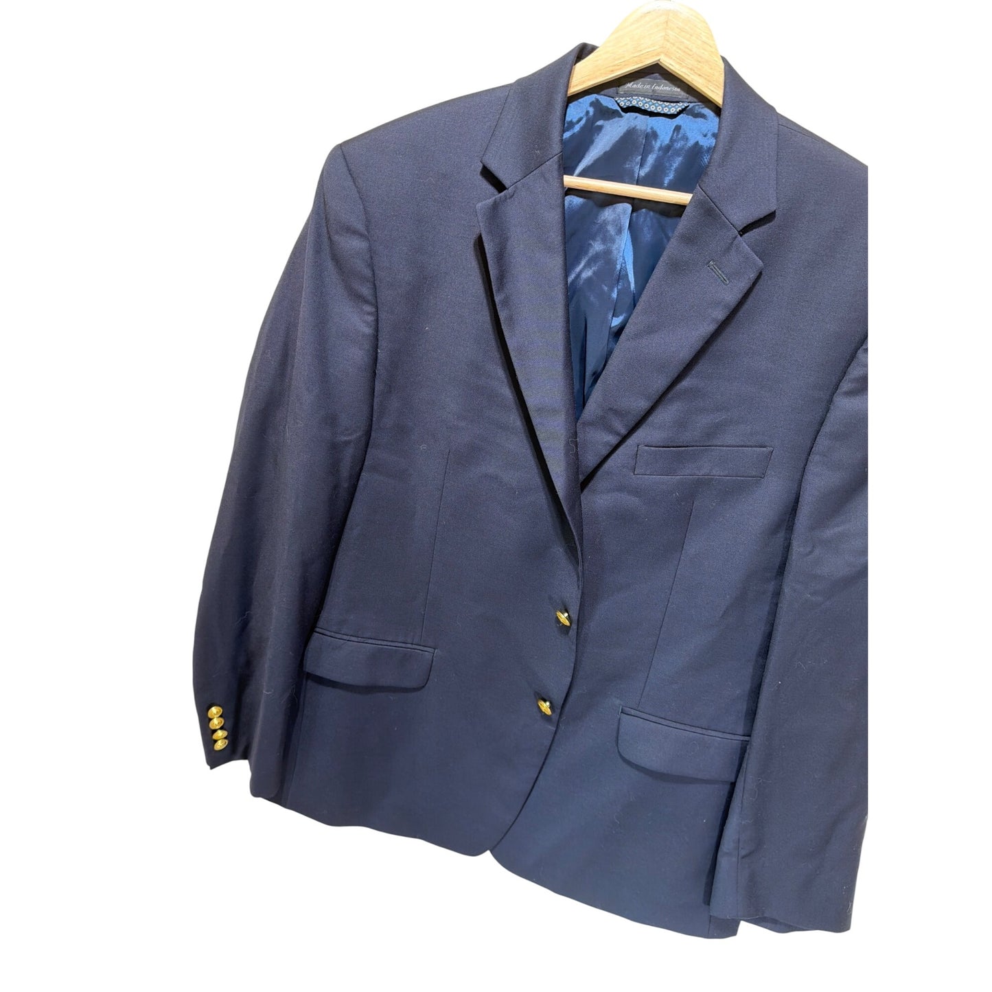 Lauren Ralph Lauren Mens Navy Wool University Blazer Gold Buttons Size 44S
