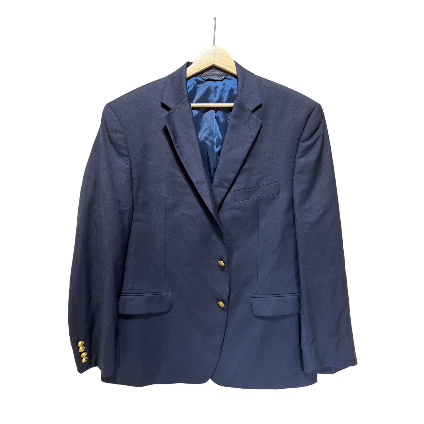 Lauren Ralph Lauren Mens Navy Wool University Blazer Gold Buttons Size 44S