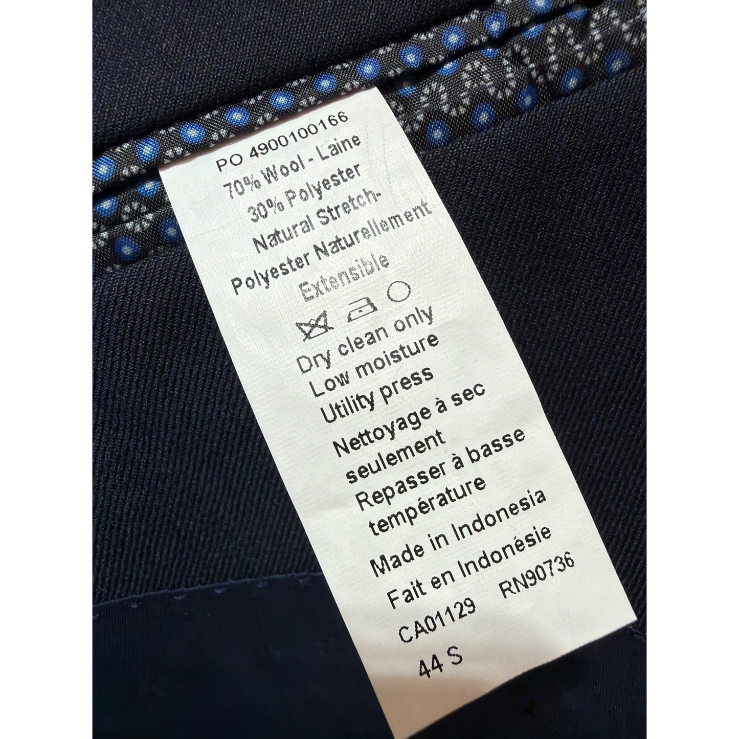 Lauren Ralph Lauren Mens Navy Wool University Blazer Gold Buttons Size 44S