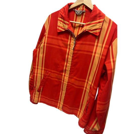 Martin Vintage 60's Red and Orange Plaid Full Zip Hipster Jacket