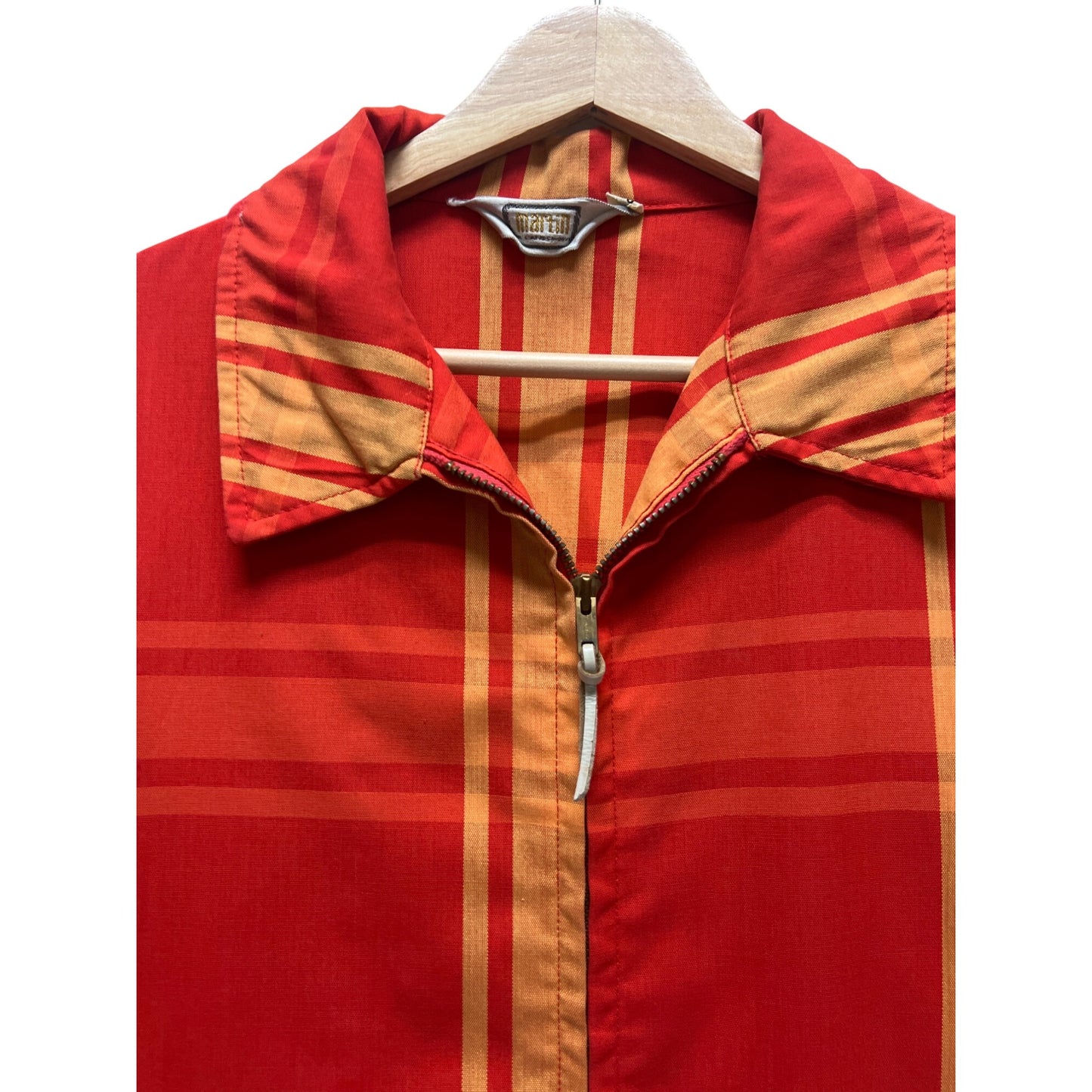 Martin Vintage 60's Red and Orange Plaid Full Zip Hipster Jacket