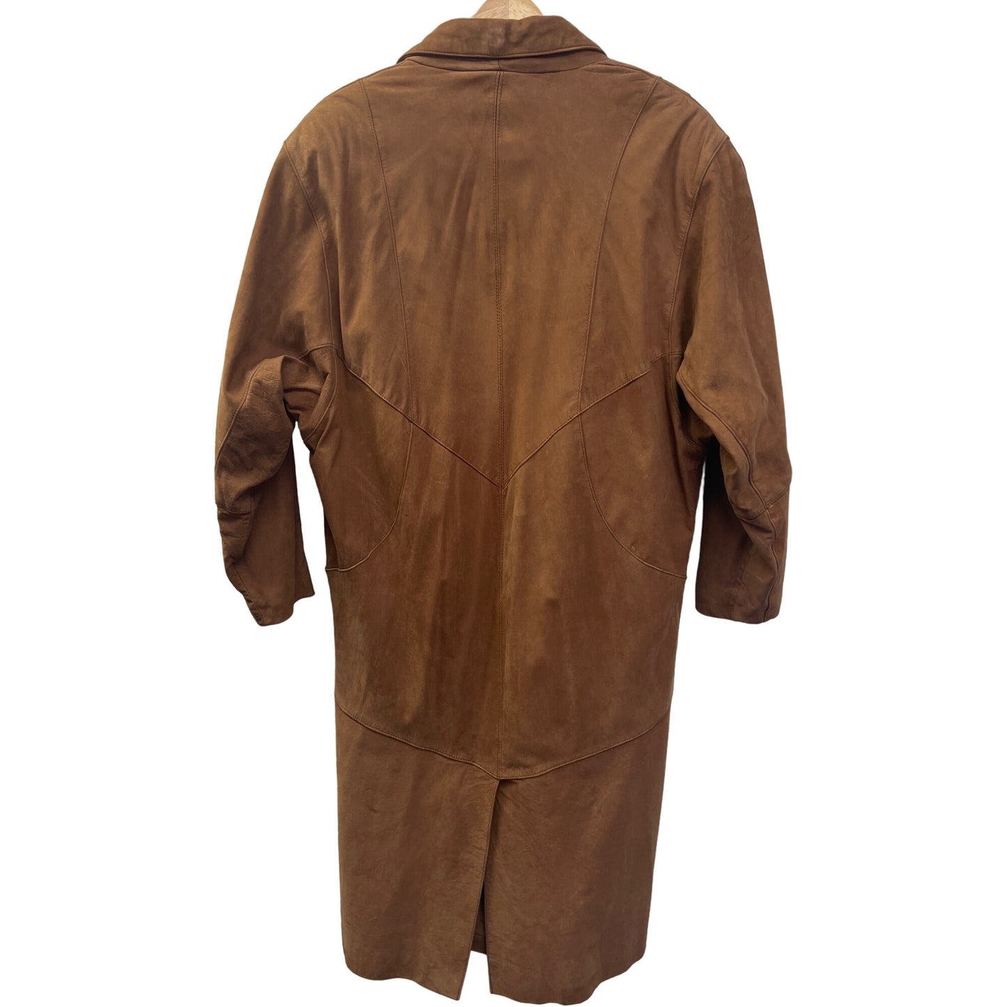 Adventure Bound Vintage 80's Brown Leather Trench Duster Coat